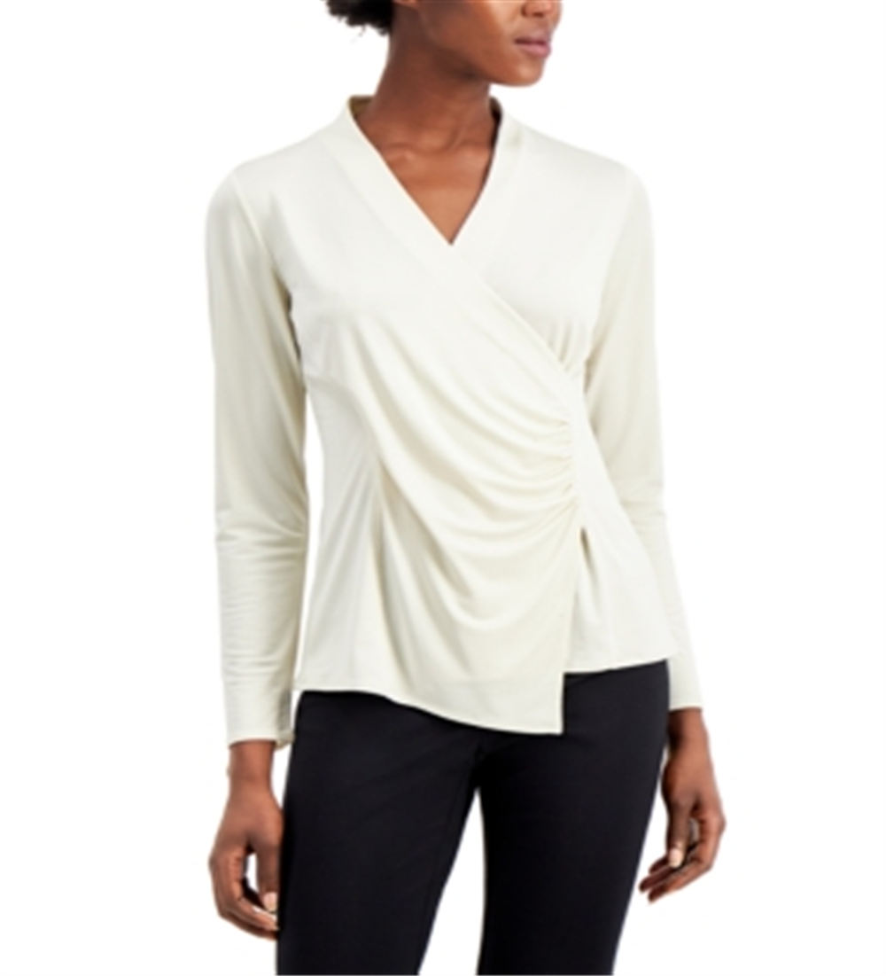 Alfani Women's Wrap-Style Top White Size XX-Large