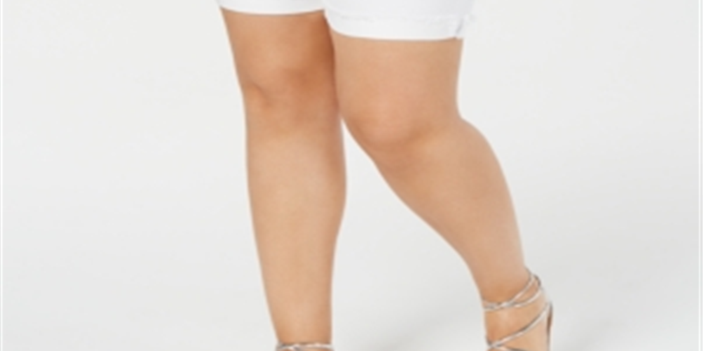 Celebrity Women's Plus Frayed Solid Bermuda Shorts White Size 24