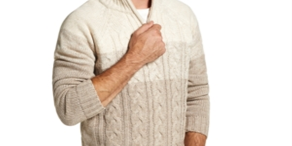 Weatherproof Vintage Men's Ombre Quarter Zip Sweater Brown Size Small