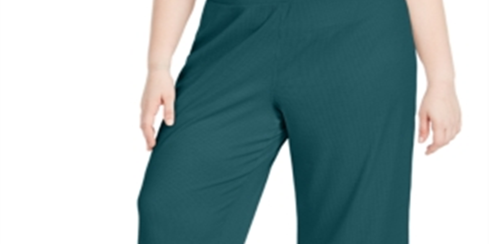 Ideology Women's Plus Ribbed Culottes Color Aquatic Teal Pants Blue Size 3X
