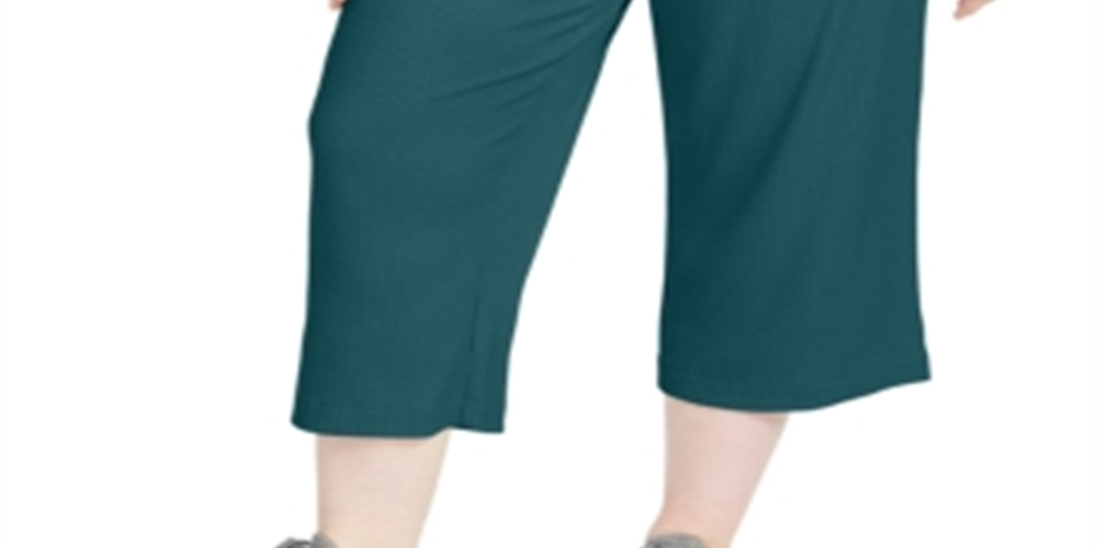 Ideology Women's Plus Ribbed Culottes Color Aquatic Teal Pants Blue Size 3X