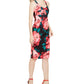 Trina Turk Women's Floral Sleeveless V Neck MIDI Sheath Dress Red Size 10