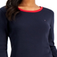 Tommy Hilfiger Women's Cotton Striped Cuff Top Blue Size Small