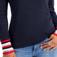 Tommy Hilfiger Women's Cotton Striped Cuff Top Blue Size Small