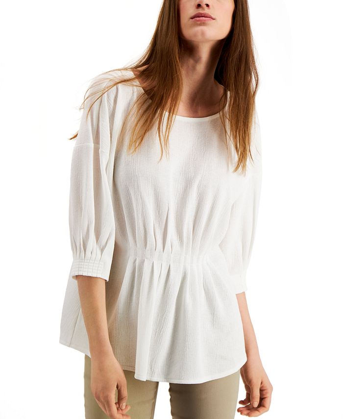 Alfani Women's Cinched Front Pullover Blouse White Size XL
