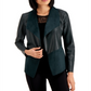 Alfani Women's Faux Leather Faux Suede Shaw Collar Jacket Green Size Small