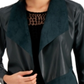 Alfani Women's Faux Leather Faux Suede Shaw Collar Jacket Green Size Small