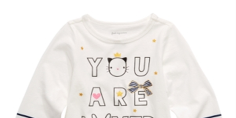 First Impressions Toddler Girl's Cotton Long Sleeve Graphic Print T-Shirt White Size 4T