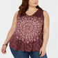 Style & Co Women's Plus Burnout Print Tank Purple Size 4X