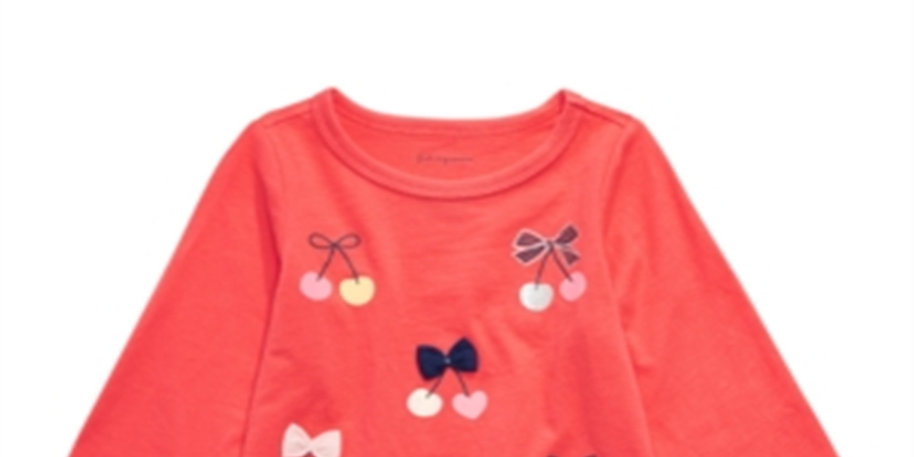 First Impressions Toddler Girl's Cotton Long Sleeve Cherry T-Shirt Orange Size 2T