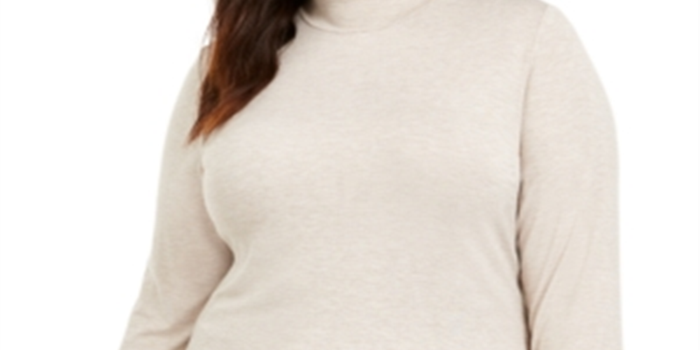 Style & Co Women's Plus Heathered Mock Neck Top Brown Size 2X