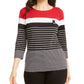 Karen Scott Women's Sport Striped Button-Shoulder Top Red Size XX-Large