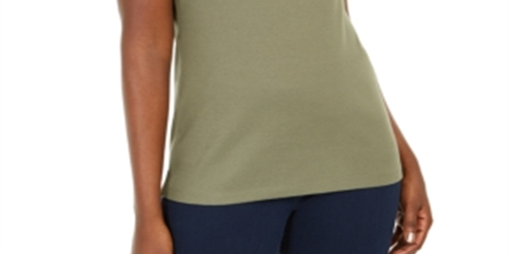 Karen Scott Women's Triple Ring Cutout Top Green Size Large