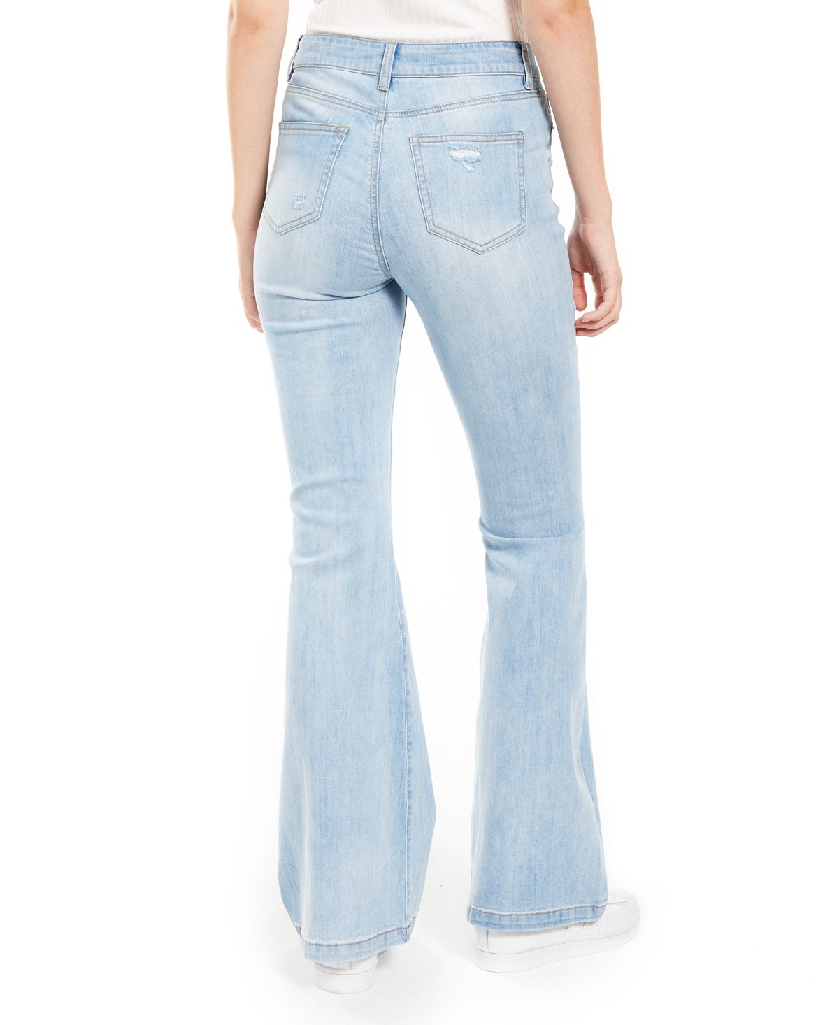 Dollhouse Junior's Ripped Button Fly Flare Leg Jeans Blue Size 3