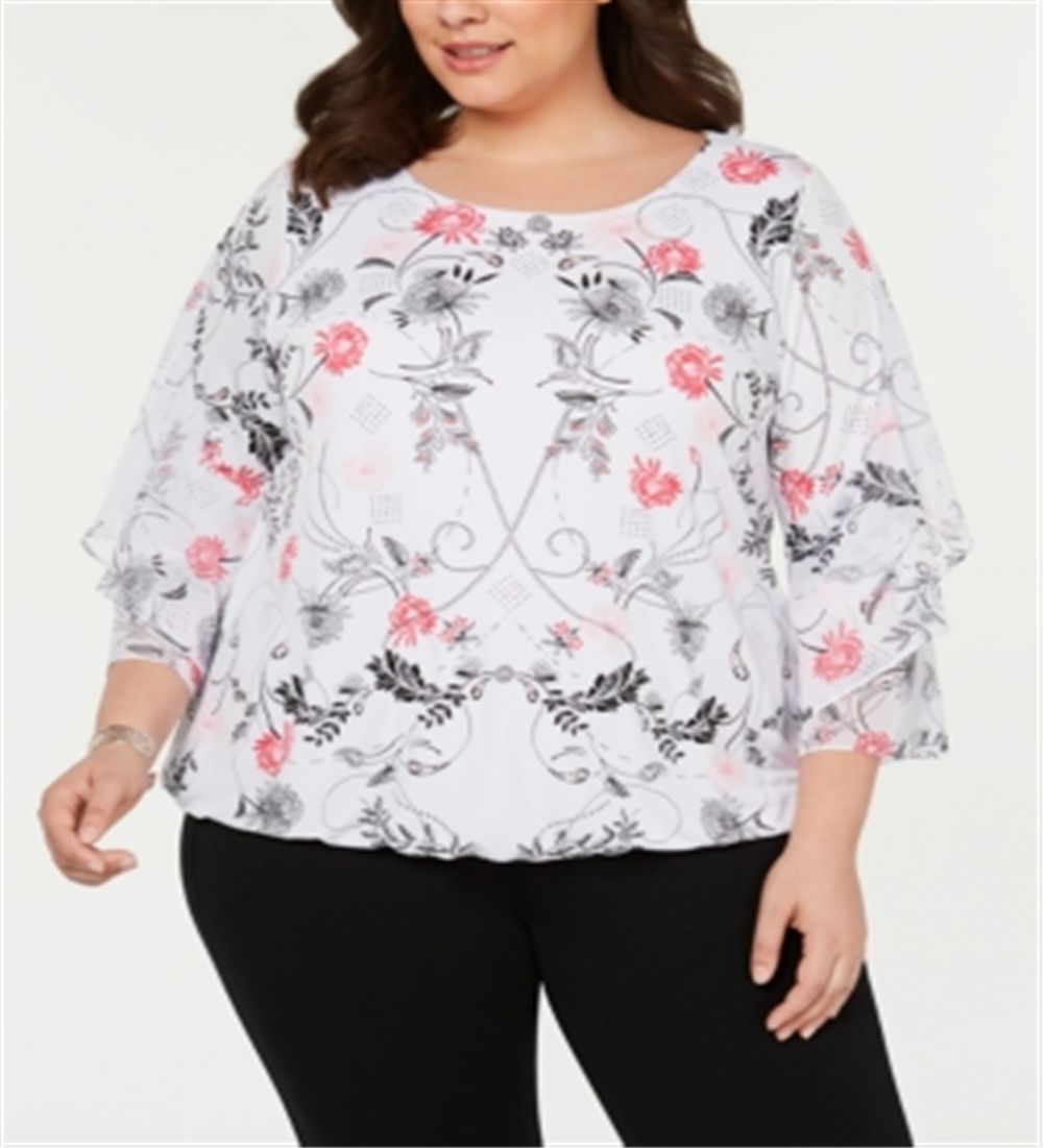 Alfani Women's Plus Ruffled Sleeve Top Pink Size 0X