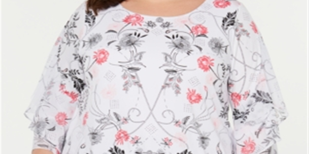 Alfani Women's Plus Ruffled Sleeve Top Pink Size 0X