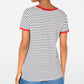 Disney Junior's Mickey Mouse Striped Graphic Ringer T-Shirt Gray Size X-Small