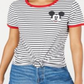 Disney Junior's Mickey Mouse Striped Graphic Ringer T-Shirt Gray Size X-Small