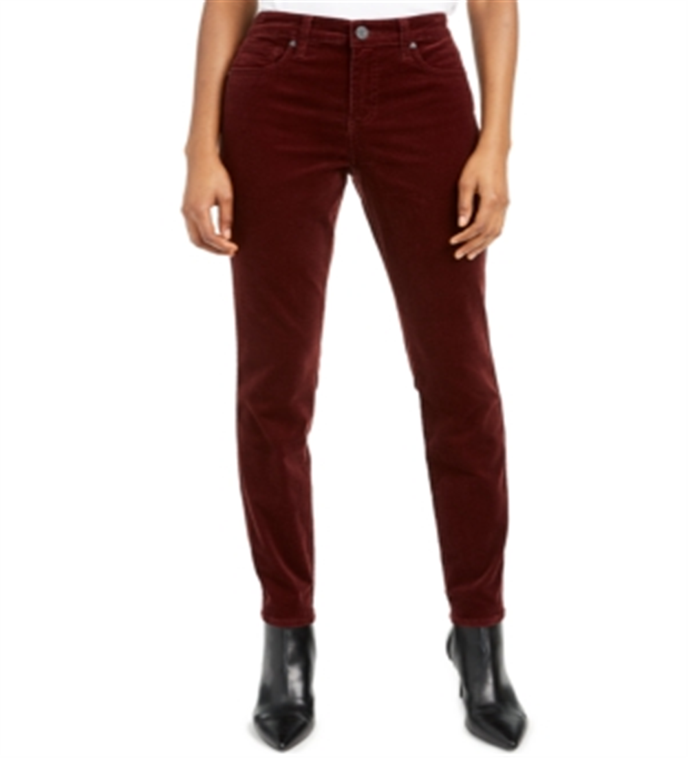Kut From The Kloth Women's High Rise Fab Ab Skinny Corduroy Pants Red Size 14