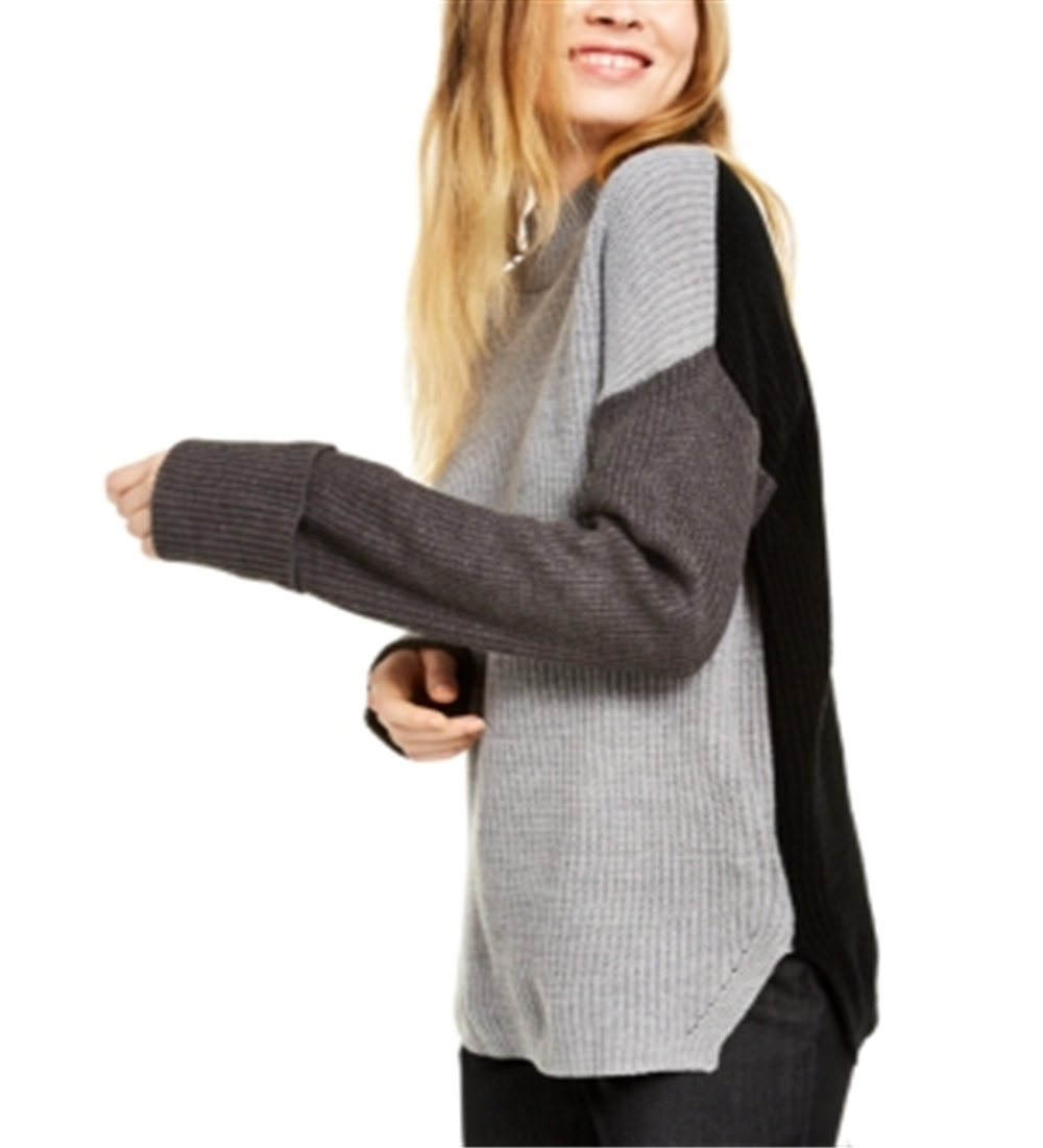 Calvin Klein Women's Mock Neck Colorblocked Sweater Gray Size X-Large