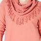 Style & Co Women's Fringed Cowl Neck Sweater Orange Size Petite Small