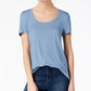 Maison Jules Women's Scoop Neck T-Shirt Blue Size X-Large