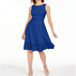Calvin Klein Women's Illusion Trim Fit Flare Dress Blue Size 6