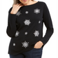 Karen Scott Women's Embellished Snowflake Top Black Size Small