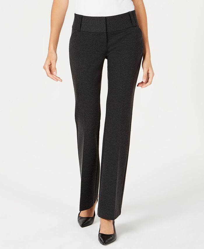 Alfani Women's Faux Leather Trim Wide Leg Trousers Black Size 8 Petite