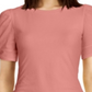 Derek Heart Junior's Twisted Puff Sleeve Top Brown Size Small