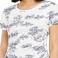 INC International Concepts Women's Cotton Printed Tie Hem Top White Size Petite Medium