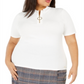 Calvin Klein Women's Plus Zip Neck Top White Size 2X