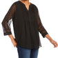 Charter Club Women's Solid Knit Pintuck Top -Black Size S