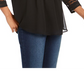 Charter Club Women's Solid Knit Pintuck Top -Black Size S