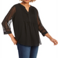 Charter Club Women's Solid Knit Pintuck Top -Black Size S