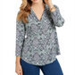 Charter Club Women's Printed V Neck Top Green Size 2X