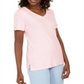Karen Scott Women's Eyelet Shoulder V-Neck Top Pink Size X-Small