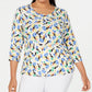 JM Collection Women's Plus Printed Jacquard Top White Size 0X