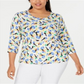 JM Collection Women's Plus Printed Jacquard Top White Size 0X
