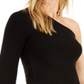 Bar III Women's One Shoulder Volume Sleeve Sweater Black Size Large