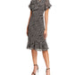 Michael Kors Women's Chain Mix Tie Neck Flounce Dress Black Size 2XL