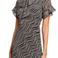 Michael Kors Women's Chain Mix Tie Neck Flounce Dress Black Size 2XL