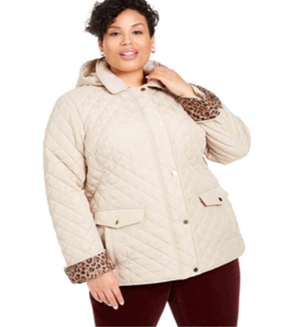 Charter Club Women's Quilted Jacket Brown Size 3X