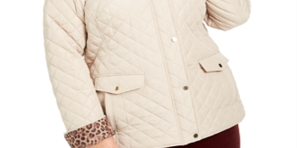 Charter Club Women's Quilted Jacket Brown Size 3X