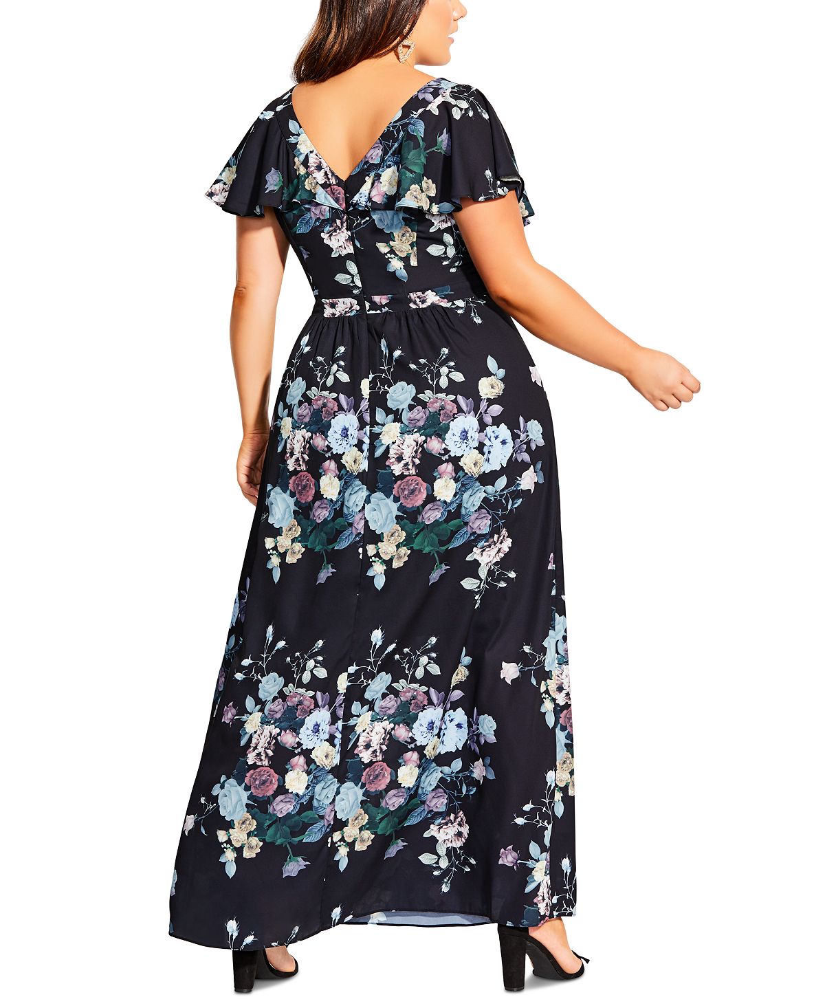 City Chic Women's Plus Blooms Maxi Dress Black Size 18W