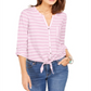 Style & Co Women's Printed Tie Front Top Pink Size Small