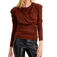 INC International Concepts Women's Ruched Pullover Blouse Purple Size Small