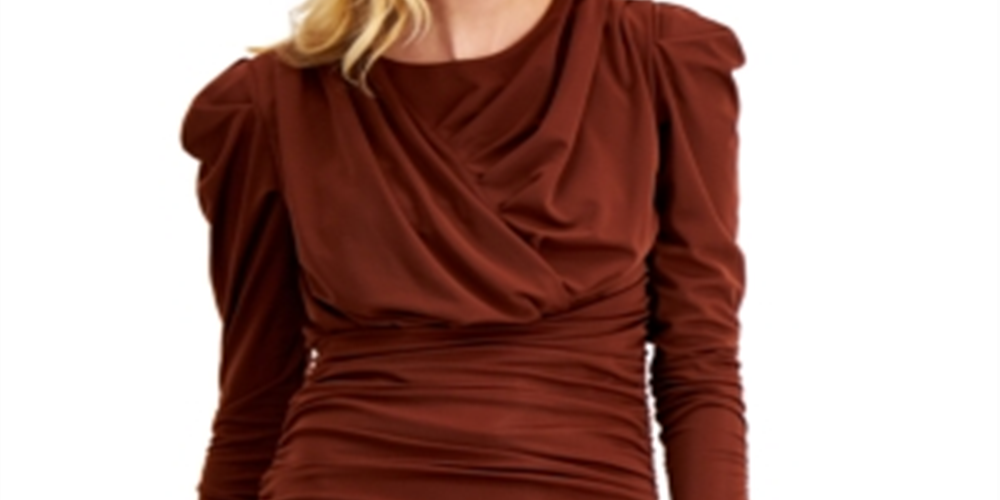 INC International Concepts Women's Ruched Pullover Blouse Purple Size Small