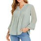Charter Club Women's Double-Ruffle Textured Pintuck Top in Regular and Petite Green Size XL