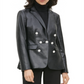 Calvin Klein Women's Faux Leather Button Blazer Black Size 2